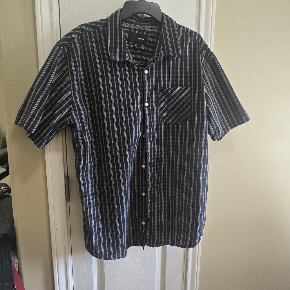 Hurley Black and White Casual Button Down Shirt